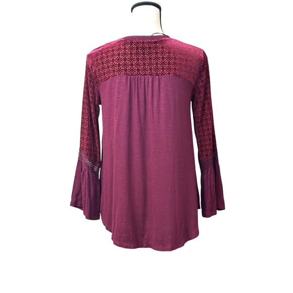Style & Co Petite Velvet-Trim Blouse, Scarlet Wine, Sz. PM - Picture 4 of 11